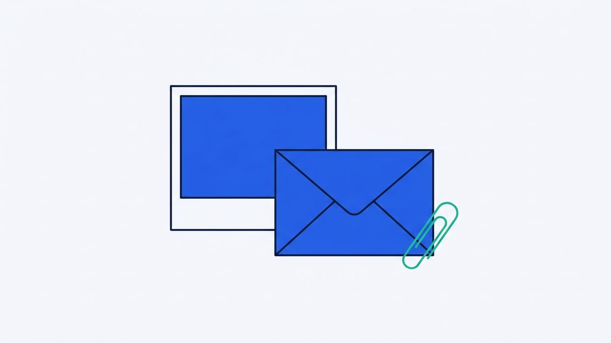 a desktop photo print, an envelope, and a paper clip
