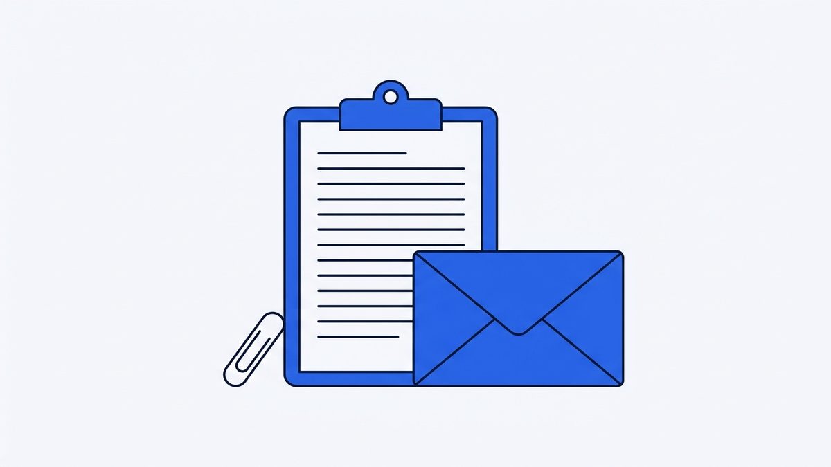 a medical clipboard, an envelope, and a paper clip