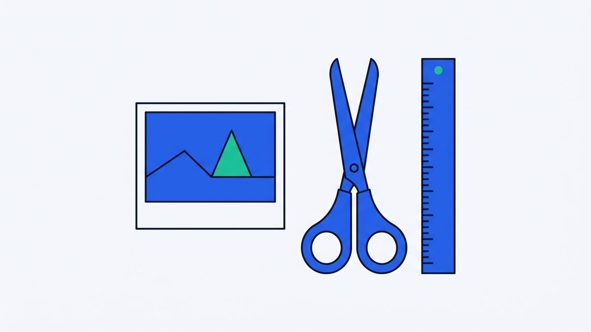 a small rectangular photo print, a pair of scissors, and a ruler