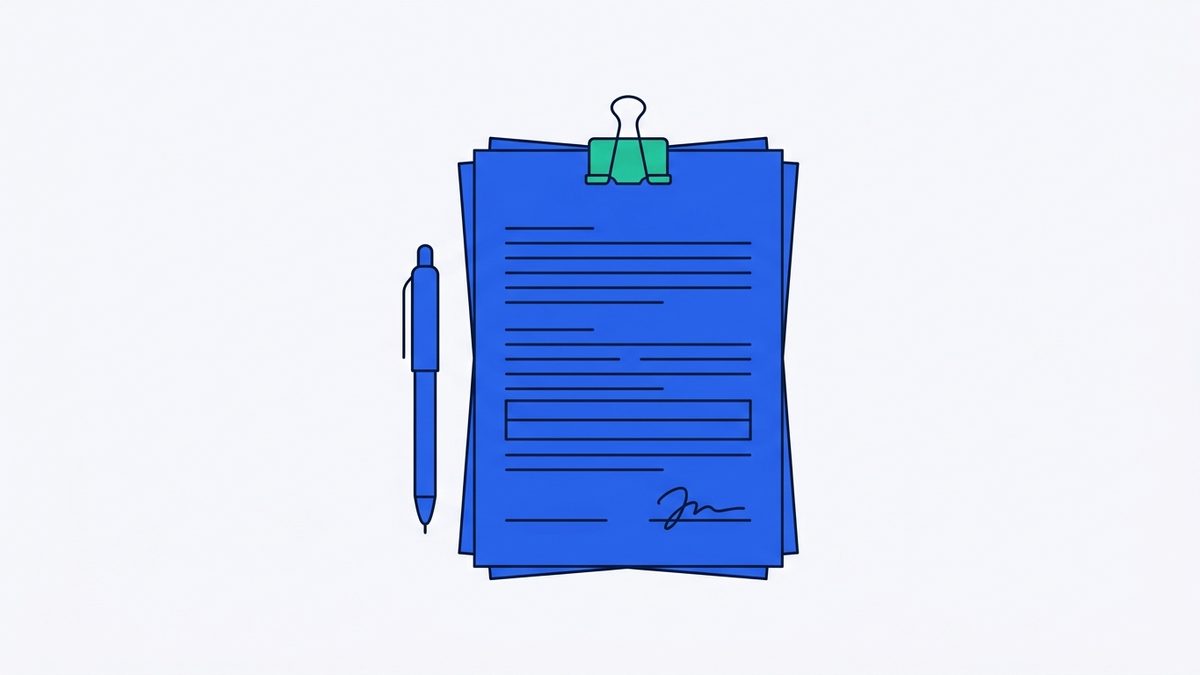 a printed application form, a red pen, and a binder clip